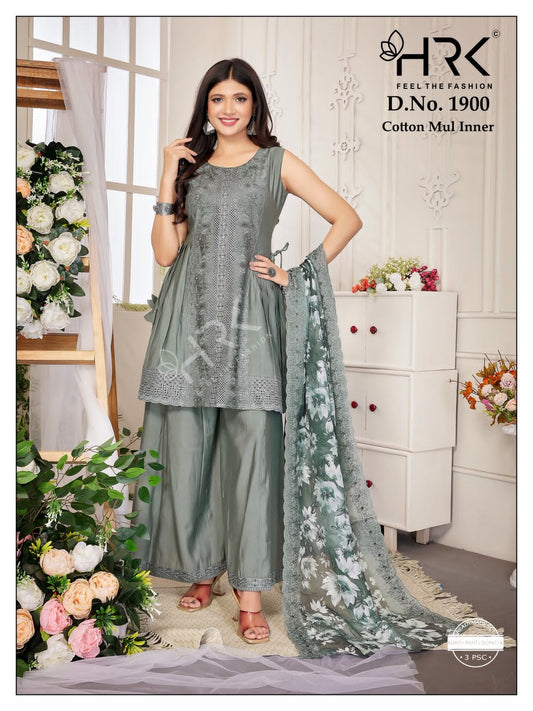 Design 1900 Hrk Roman Readymade Plazzo Style Suits Exporter
