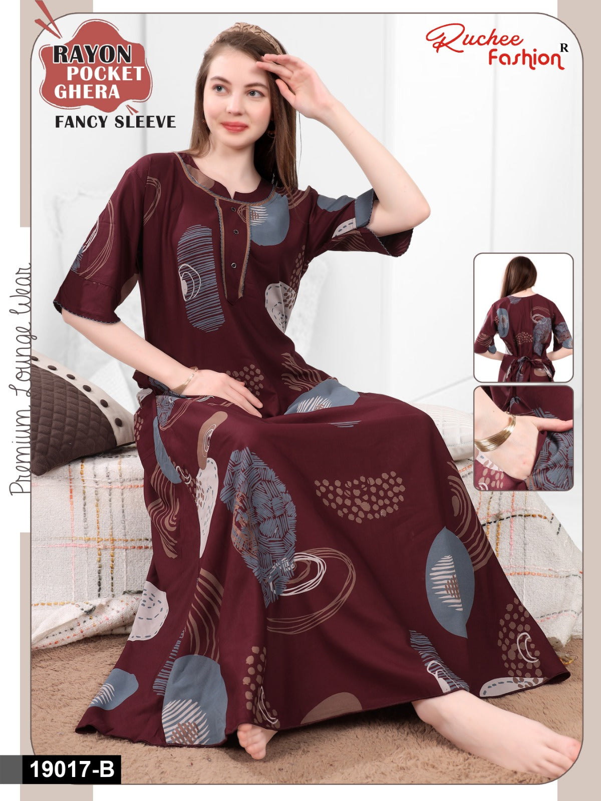 Design 19014-19022 Ruchee Fashion Rayon Night Gowns Exporter
