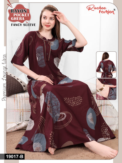 Design 19014-19022 Ruchee Fashion Rayon Night Gowns Exporter