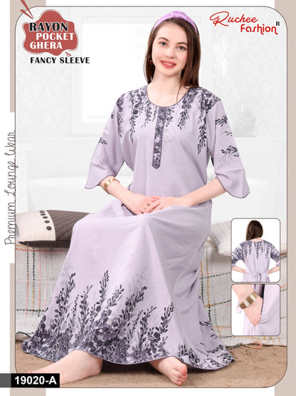 Design 19014-19022 Ruchee Fashion Rayon Night Gowns Exporter