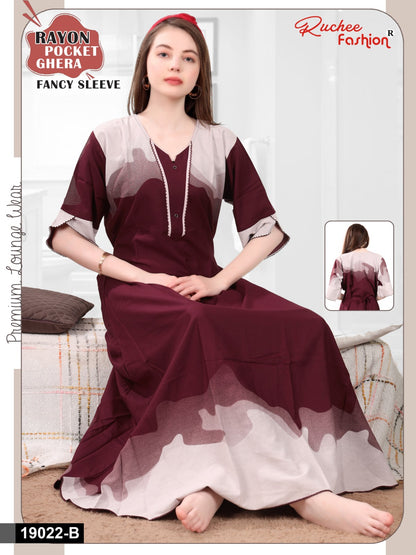 Design 19014-19022 Ruchee Fashion Rayon Night Gowns Exporter