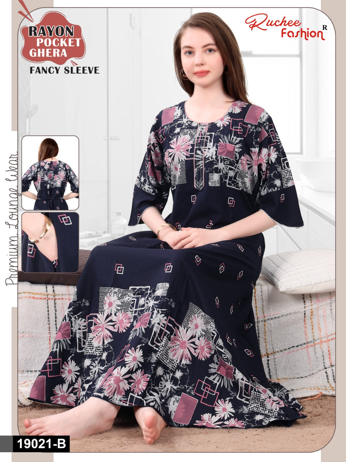 Design 19014-19022 Ruchee Fashion Rayon Night Gowns Exporter