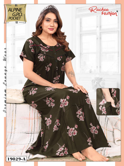 Design 19025 To 19031 Ruchee Fashion Alpine Night Gowns Exporter India