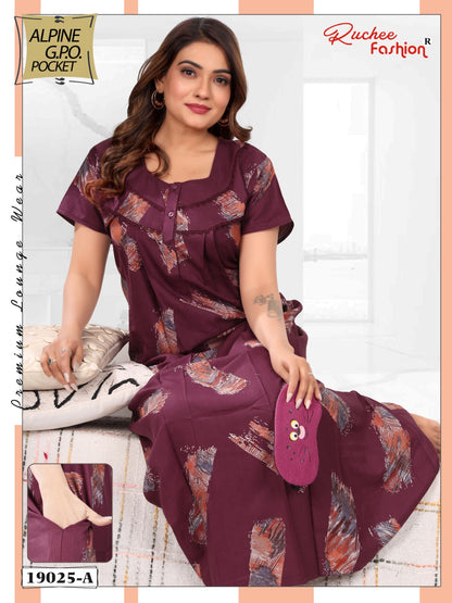 Design 19025 To 19031 Ruchee Fashion Alpine Night Gowns Exporter India
