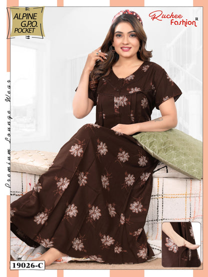 Design 19025 To 19031 Ruchee Fashion Alpine Night Gowns Exporter India