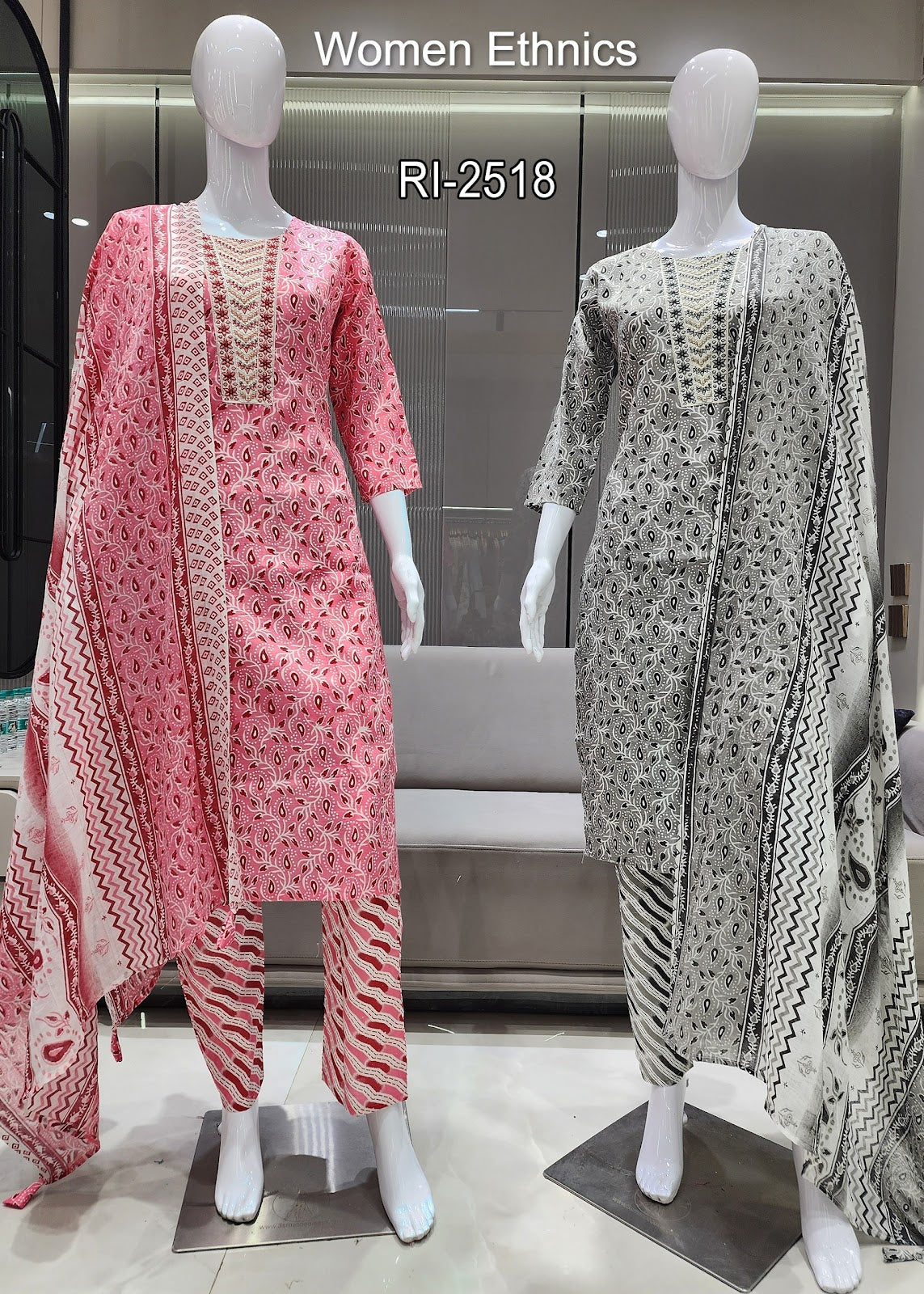 Design 190325 Women Ethnics Slub Readymade Cotton Pant Suits Manufacturer