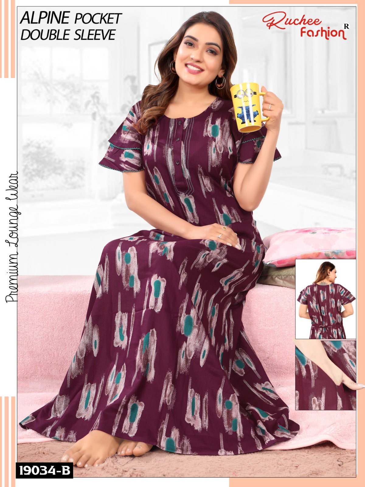 Design 19033 To 19034 Ruchee Fashion Alpine Night Gowns Wholesaler India