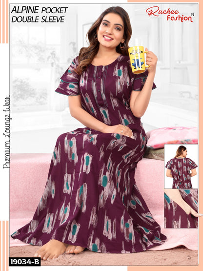 Design 19033 To 19034 Ruchee Fashion Alpine Night Gowns Wholesaler India