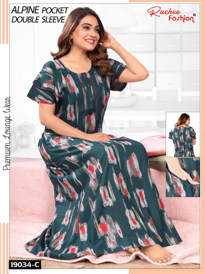 Design 19033 To 19034 Ruchee Fashion Alpine Night Gowns Wholesaler India