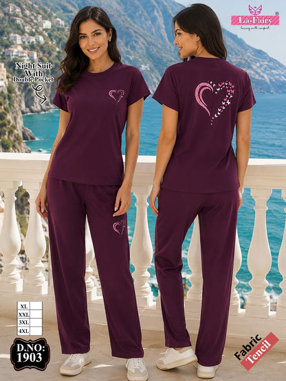 Design 1903 La Fairy Tencil Pyjama Night Suits Wholesale