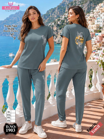 Design 1903 La Fairy Tencil Pyjama Night Suits Wholesale
