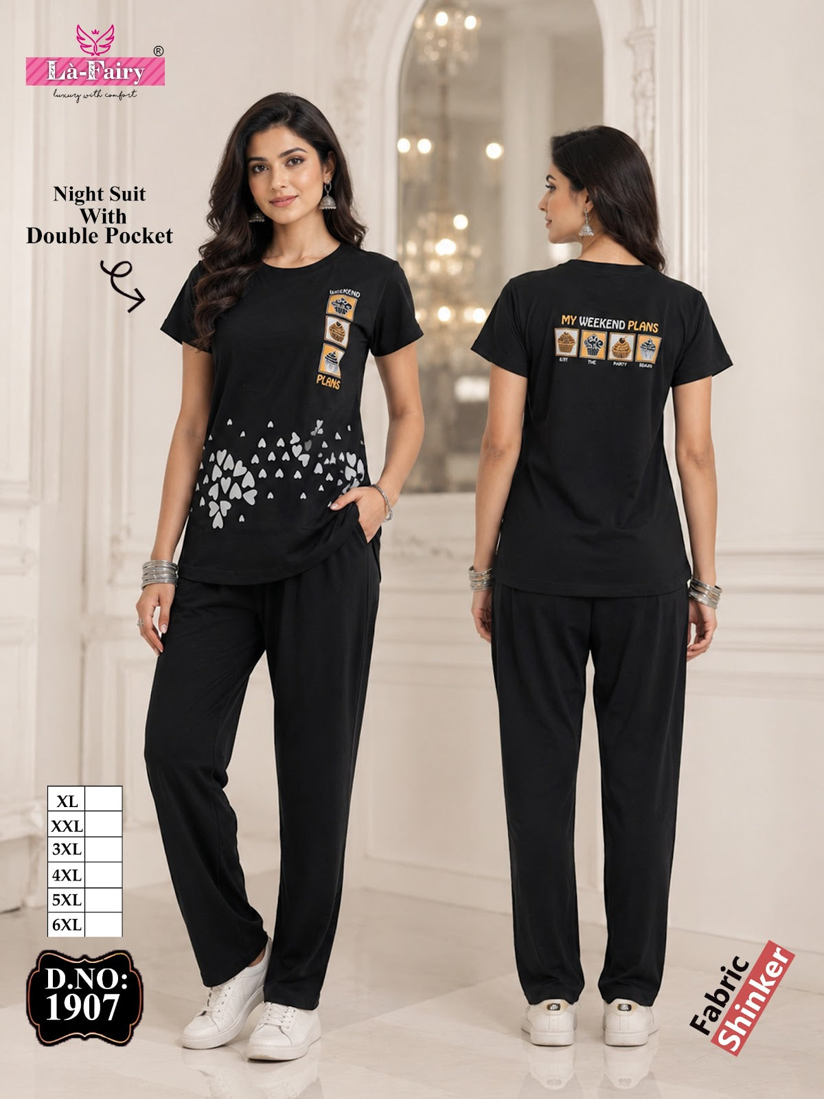 Design 1907 La Fairy Sinker Pyjama Night Suits Wholesaler