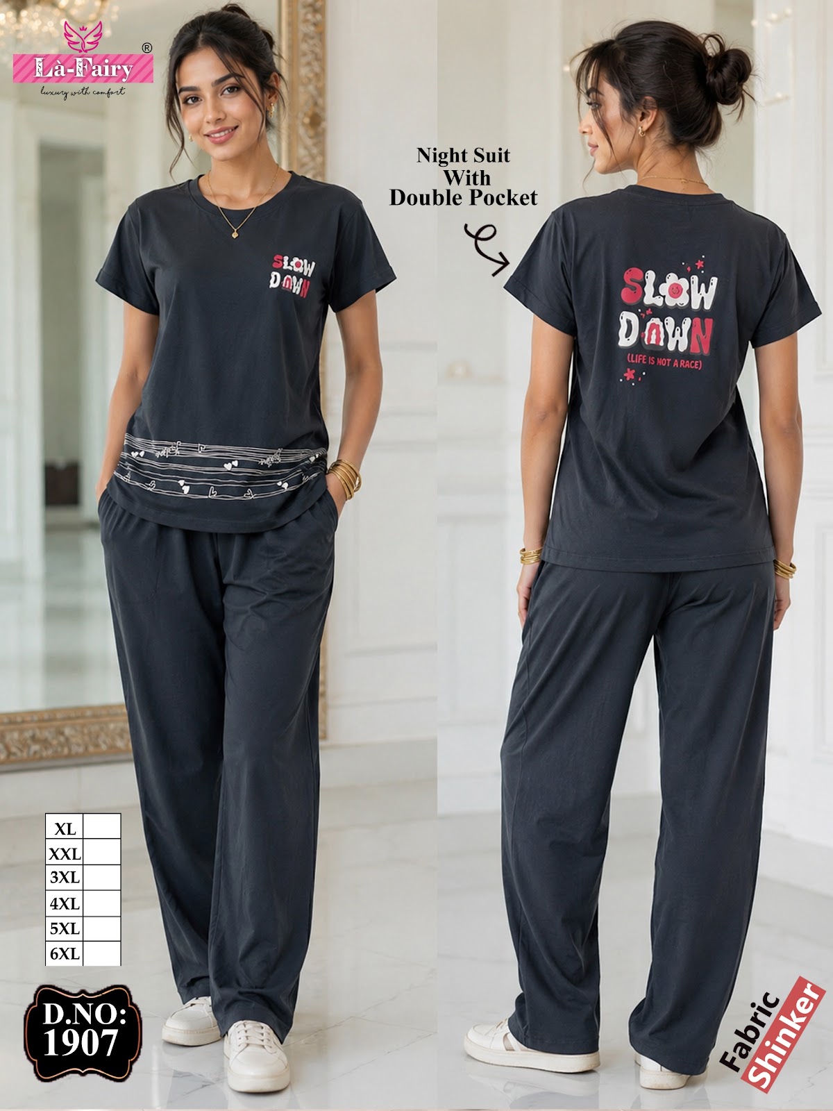 Design 1907 La Fairy Sinker Pyjama Night Suits Wholesaler