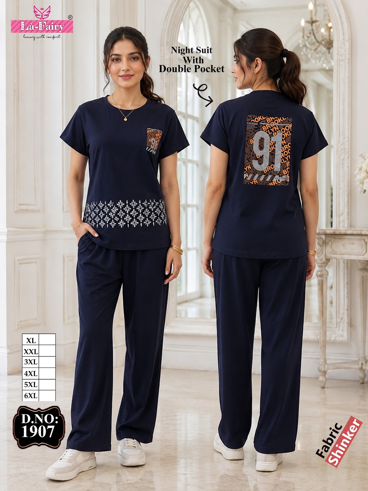 Design 1907 La Fairy Sinker Pyjama Night Suits Wholesaler
