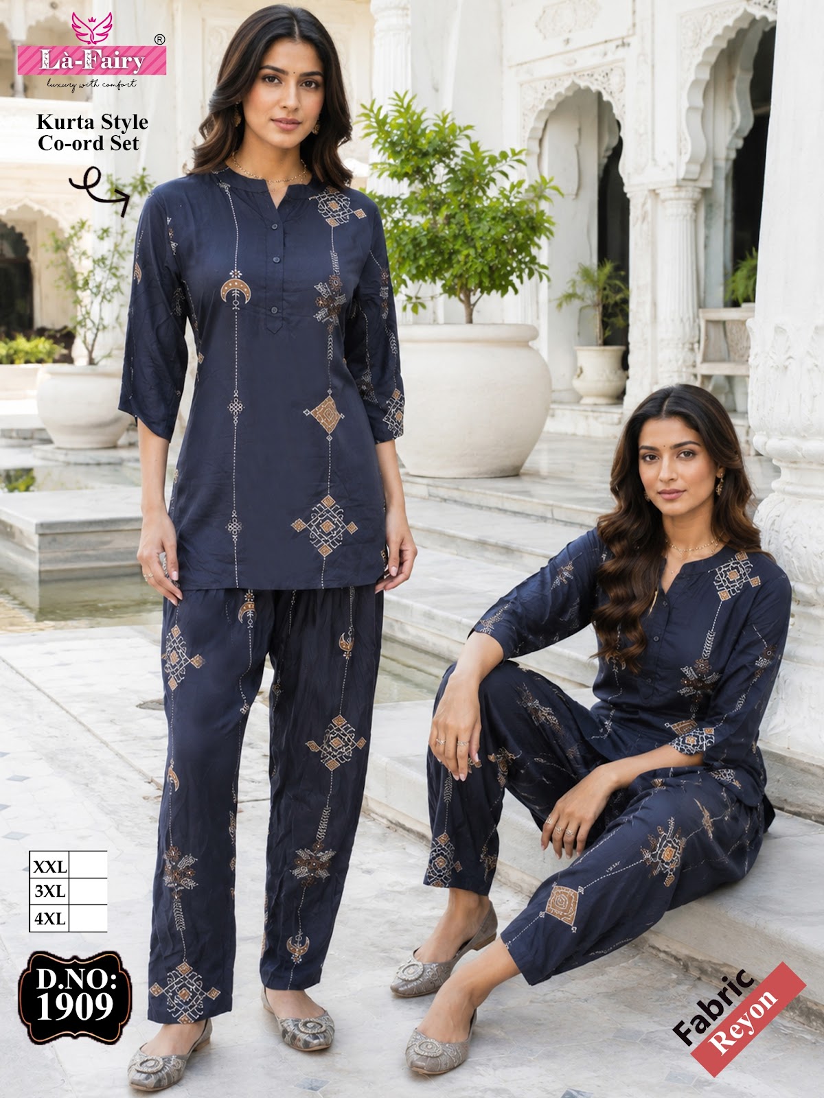 Design 1909 La Fairy Reyon Co Ord Set Wholesaler India