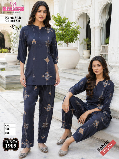 Design 1909 La Fairy Reyon Co Ord Set Wholesaler India