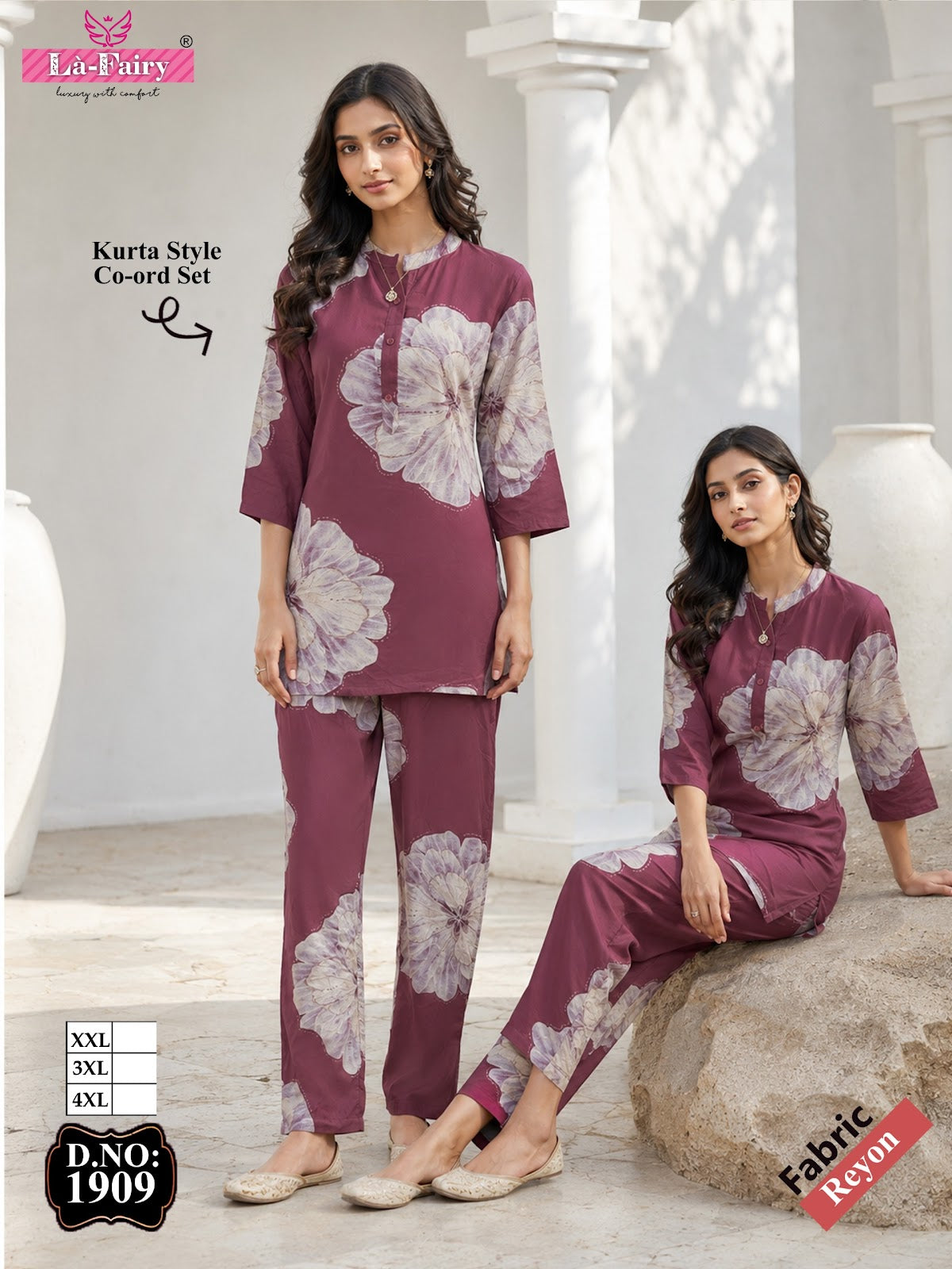 Design 1909 La Fairy Reyon Co Ord Set Wholesaler India