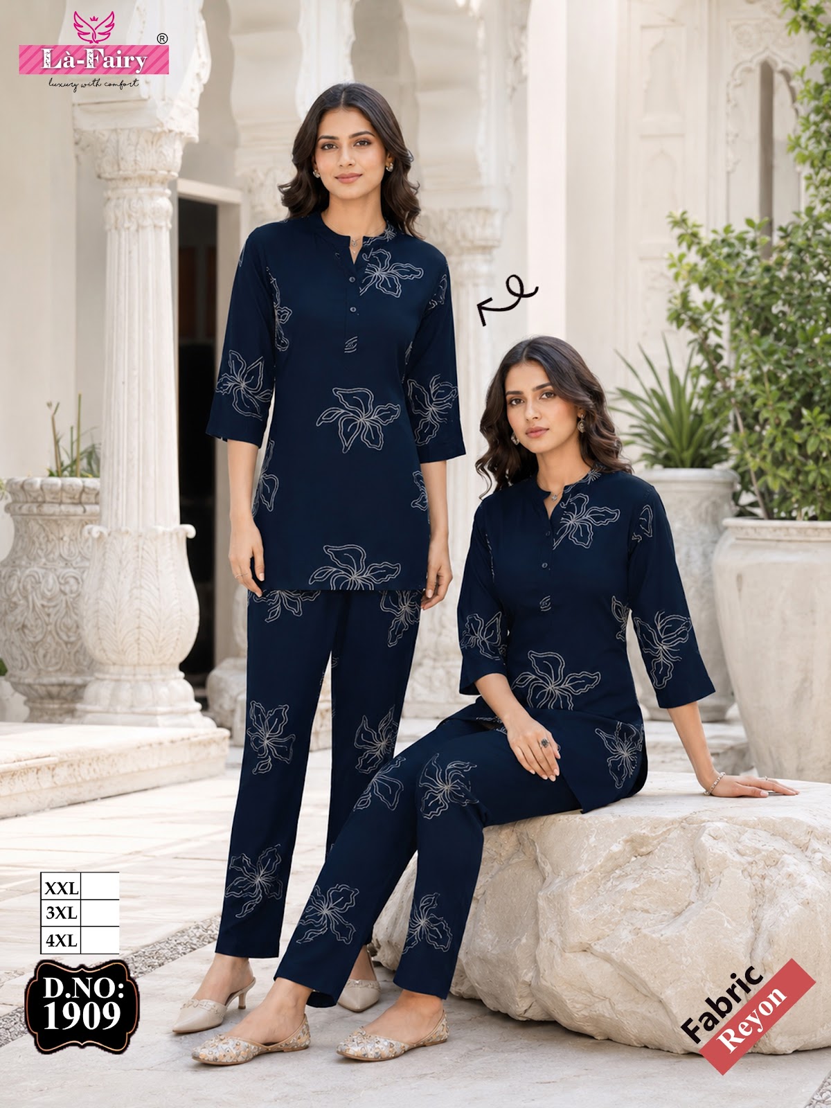 Design 1909 La Fairy Reyon Co Ord Set Wholesaler India