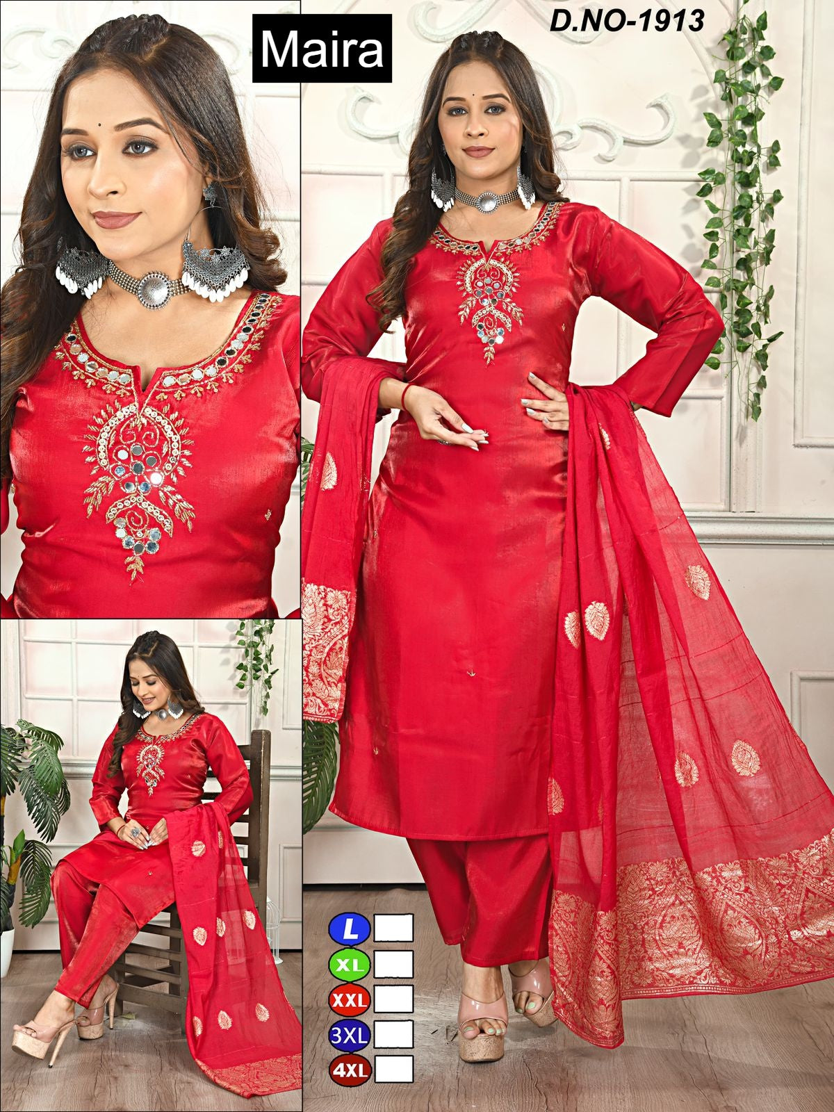 Design 1911-1914 Maira Roman Readymade Pant Style Suits Exporter Ahmedabad