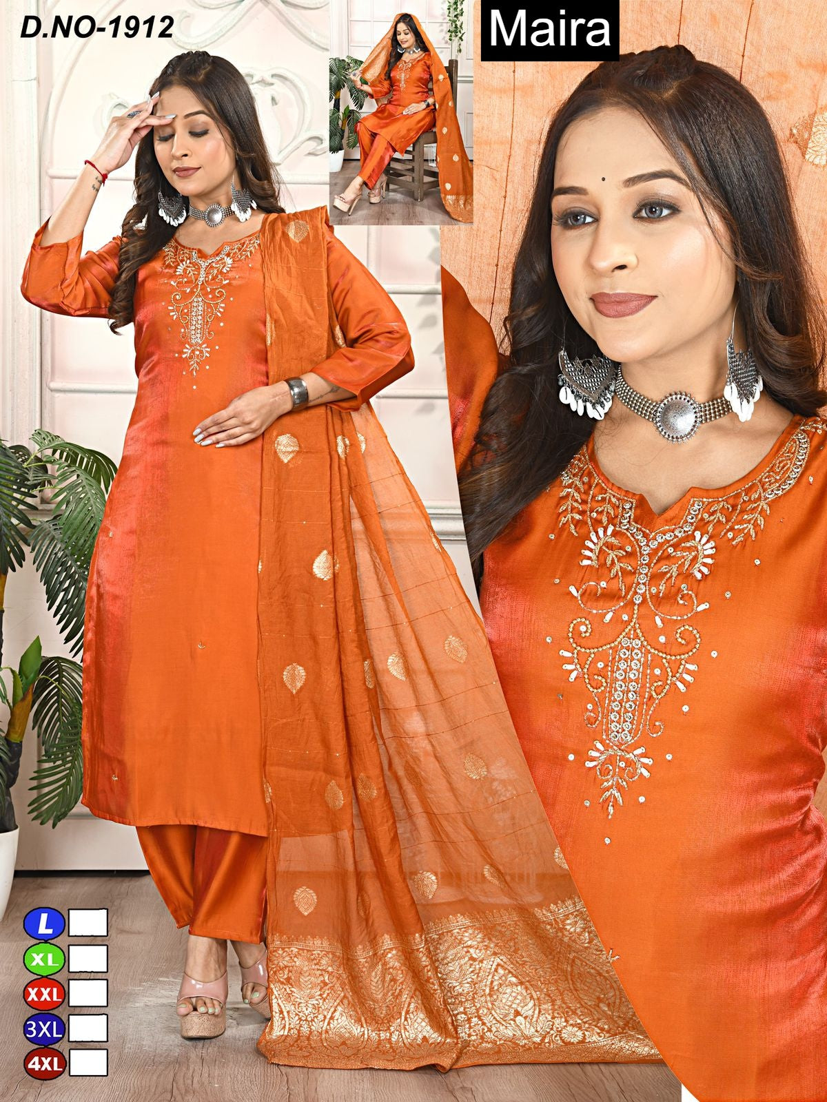 Design 1911-1914 Maira Roman Readymade Pant Style Suits Exporter Ahmedabad