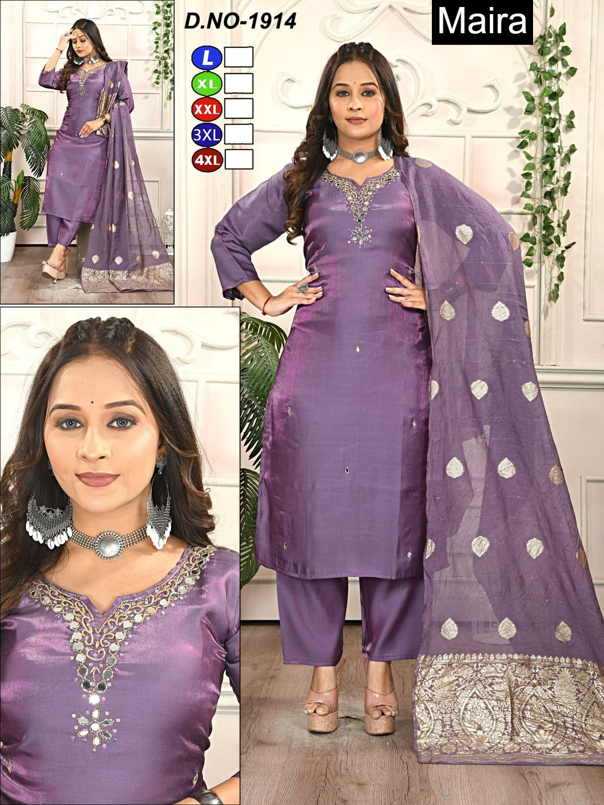 Design 1911-1914 Maira Roman Readymade Pant Style Suits Exporter Ahmedabad