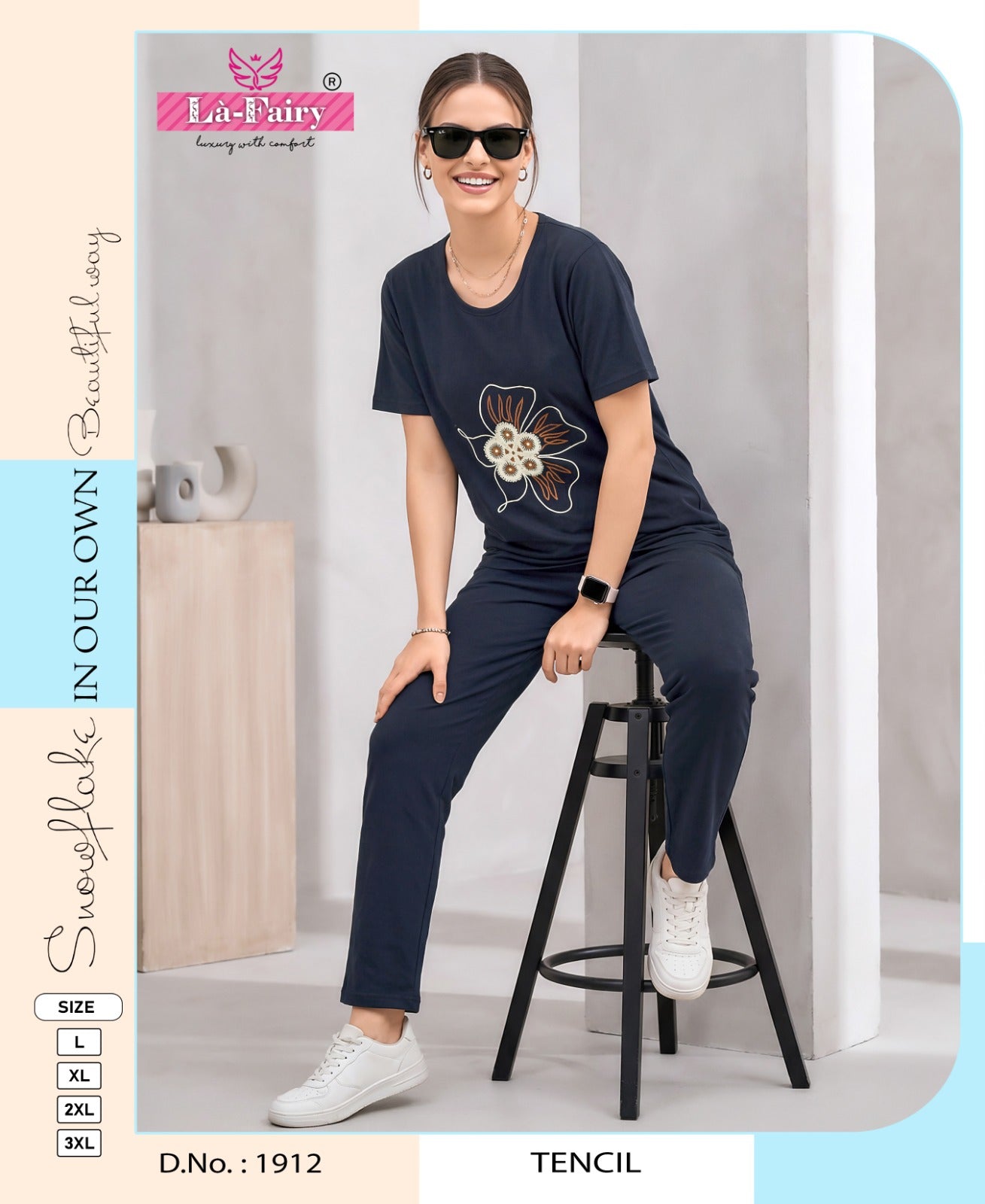 Design 1912 La Fairy Tencil Pyjama Night Suits Manufacturer Ahmedabad