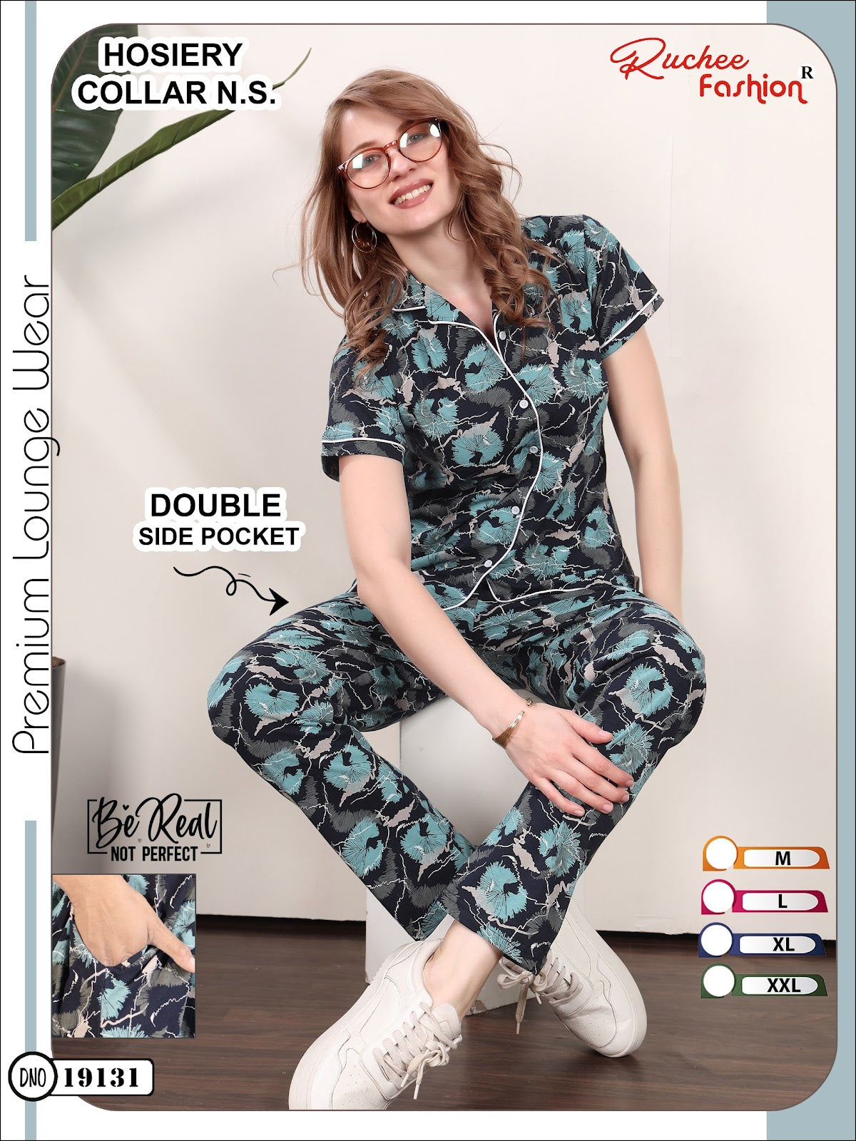 Design 19130 To 19135 Ruchee Fashion Hosiery Collar Night Suits Manufacturer India