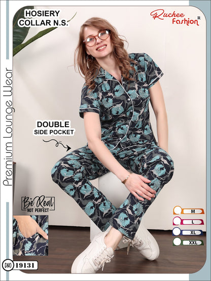 Design 19130 To 19135 Ruchee Fashion Hosiery Collar Night Suits Manufacturer India
