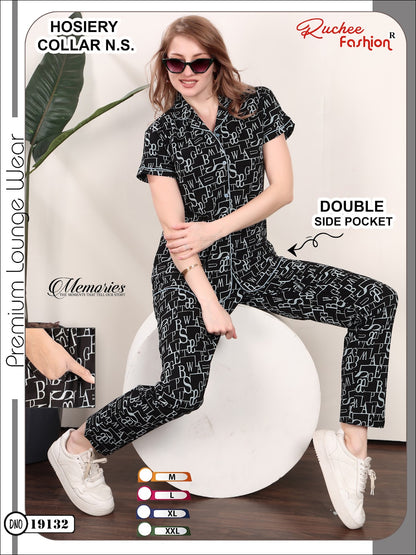 Design 19130 To 19135 Ruchee Fashion Hosiery Collar Night Suits Manufacturer India