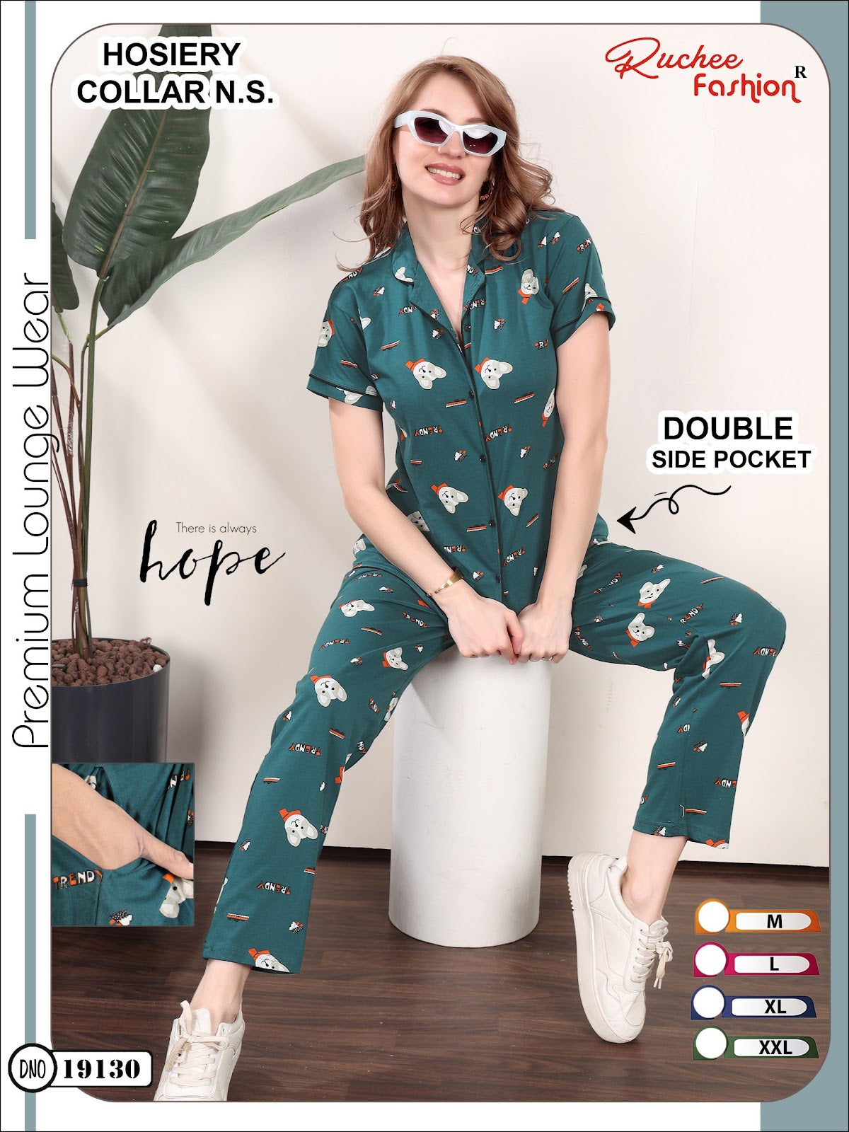 Design 19130 To 19135 Ruchee Fashion Hosiery Collar Night Suits Manufacturer India