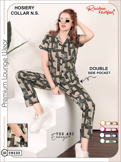 Design 19130 To 19135 Ruchee Fashion Hosiery Collar Night Suits Manufacturer India