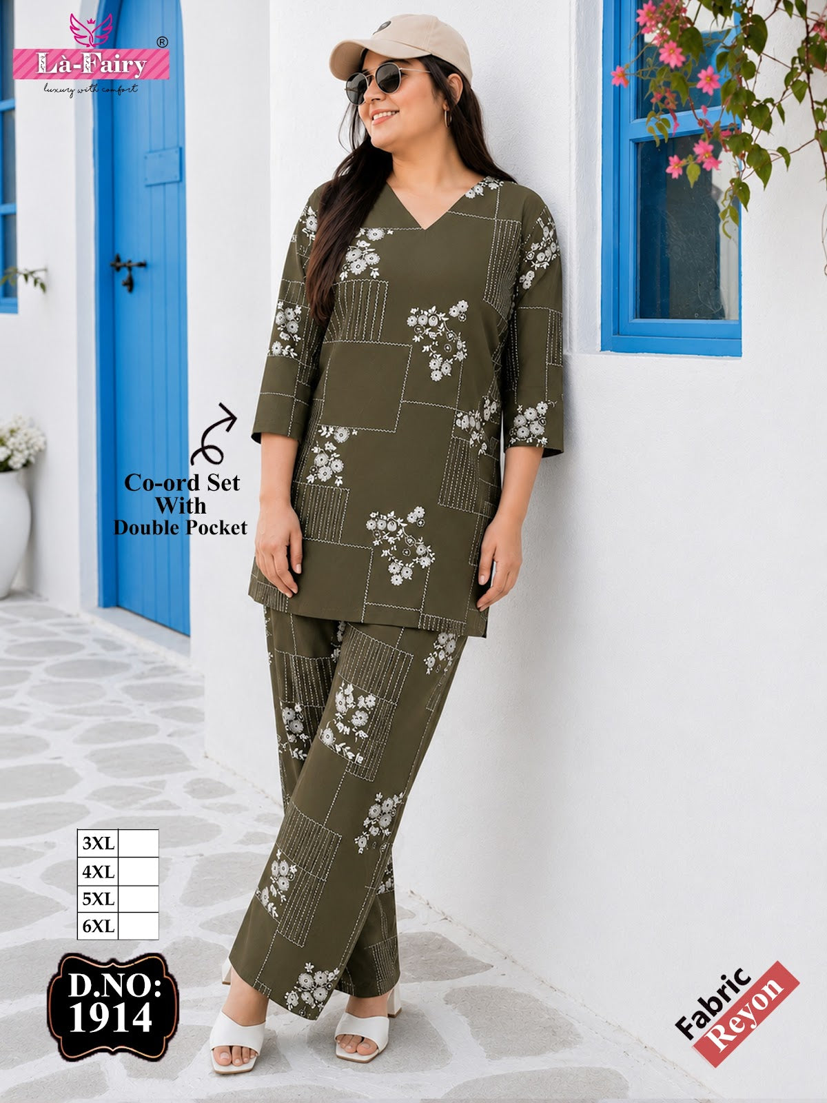 Design 1914 La Fairy Rayon 22Kg Co Ord Set Wholesale Rate
