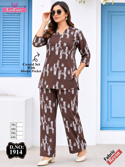 Design 1914 La Fairy Rayon 22Kg Co Ord Set Wholesale Rate