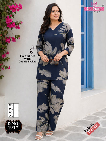 Design 1917 Plus Size La Fairy Reyon Co Ord Set Manufacturer Ahmedabad
