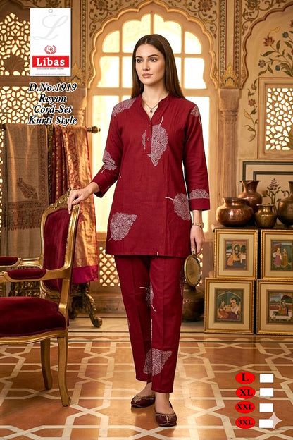 Design 1919 Libas Amiti Reyon Co Ord Set Supplier Ahmedabad
