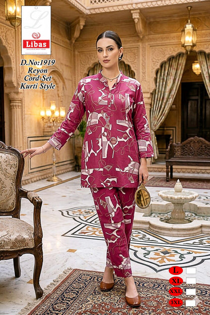 Design 1919 Libas Amiti Reyon Co Ord Set Supplier Ahmedabad