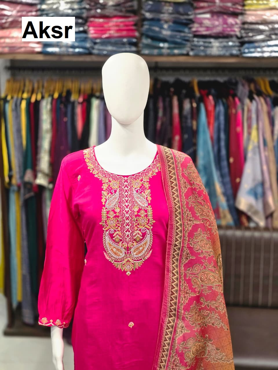 Design 192-193 Aksr Roman Silk Readymade Pant Style Suits Manufacturer Ahmedabad