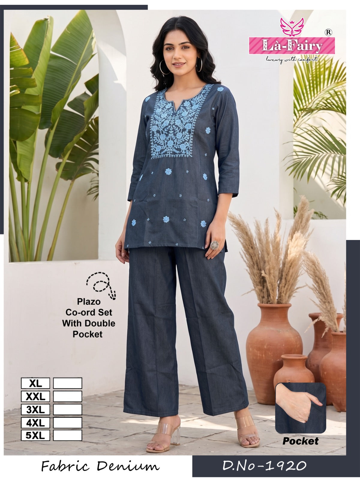 Design 1920 La Fairy Denim Co Ord Set Manufacturer India