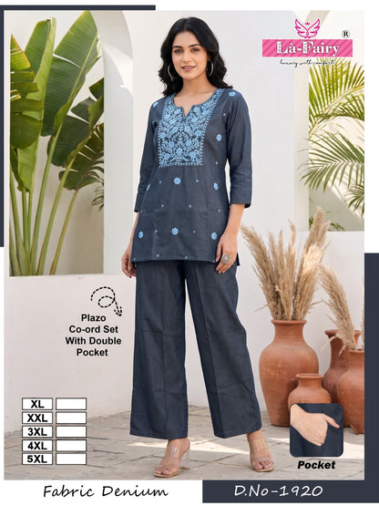 Design 1920 La Fairy Denim Co Ord Set Manufacturer India