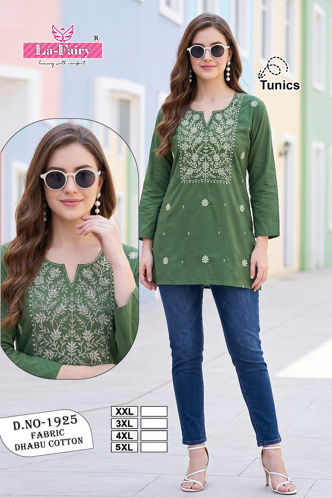 Design 1925 La Fairy Dhabu Cotton Short Kurtis Manufacturer