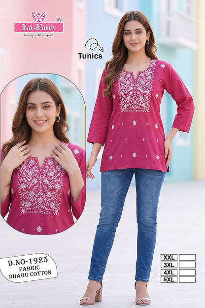 Design 1925 La Fairy Dhabu Cotton Short Kurtis Manufacturer