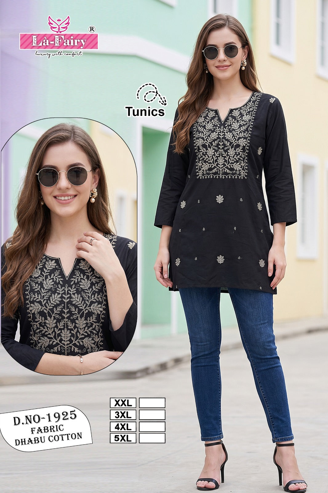 Design 1925 La Fairy Dhabu Cotton Short Kurtis Manufacturer