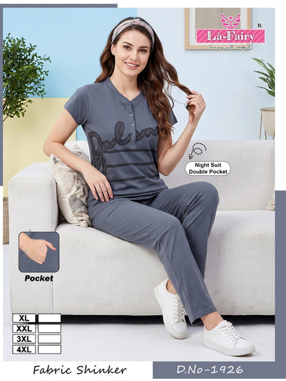 Design 1926 Double Pocket La Fairy Sinker Kurta Night Suits Supplier Gujarat