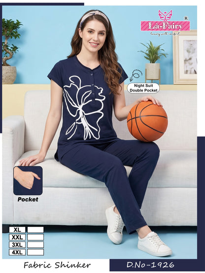 Design 1926 Double Pocket La Fairy Sinker Kurta Night Suits Supplier Gujarat