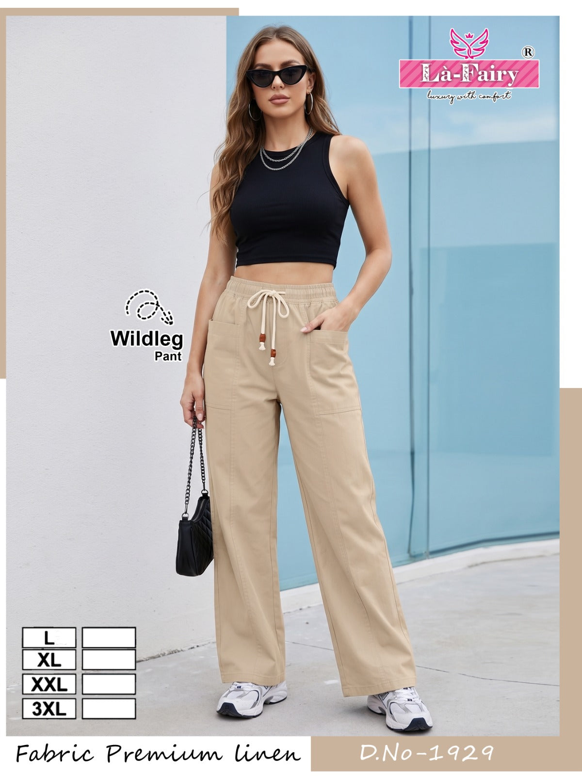 Design 1929 Wide Leg La Fairy Linen Women Pants Manufacturer
