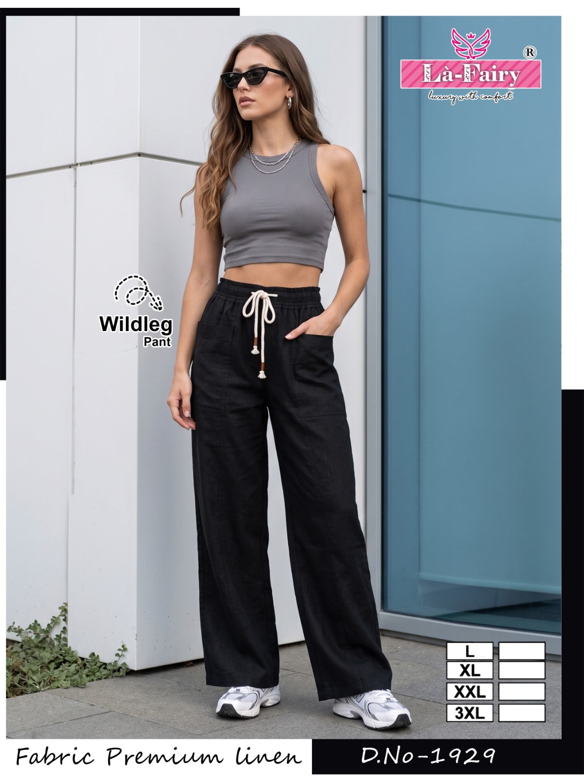 Design 1929 Wide Leg La Fairy Linen Women Pants Manufacturer
