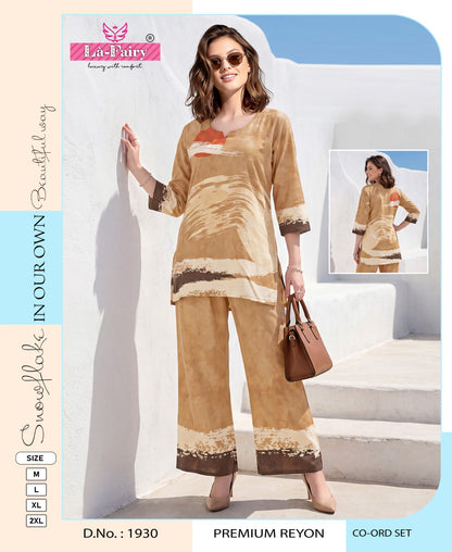 Design 1930 Rainbow La Fairy Reyon Co Ord Set Wholesaler Ahmedabad