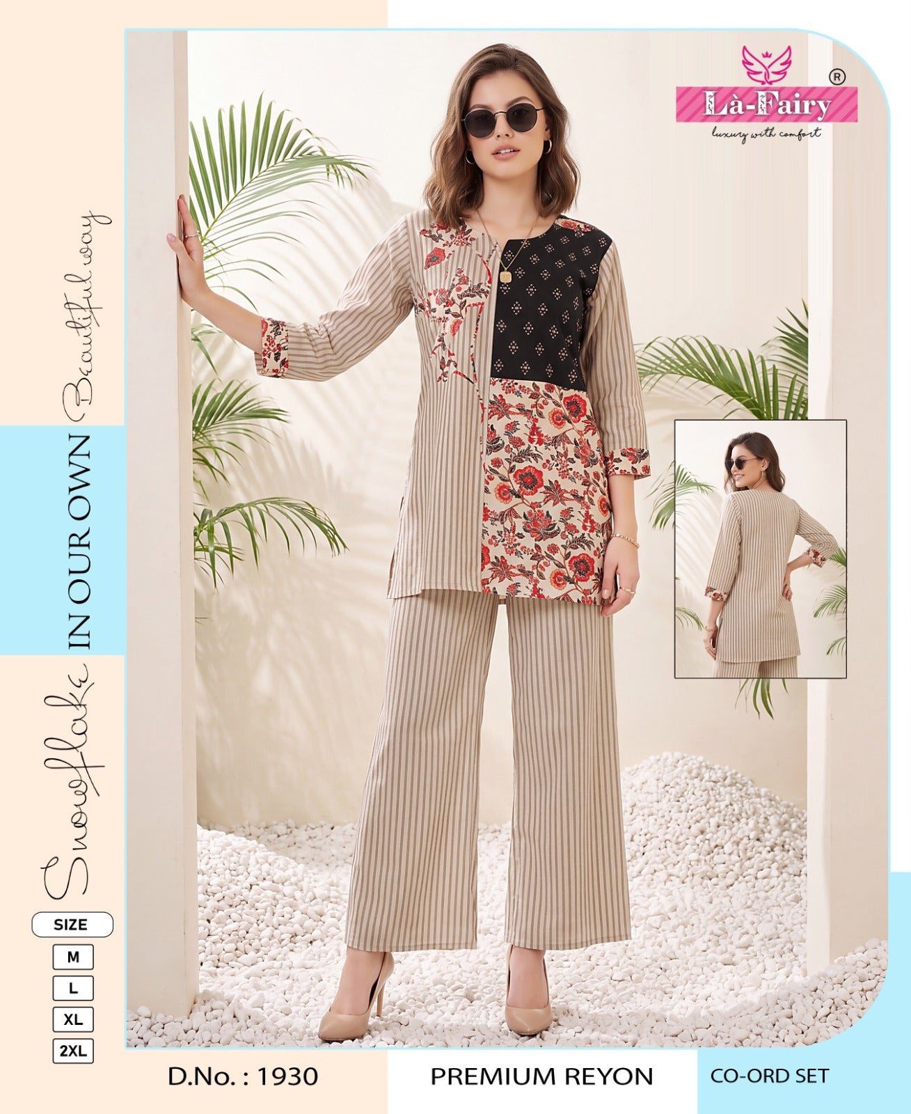 Design 1930 Rainbow La Fairy Reyon Co Ord Set Wholesaler Ahmedabad