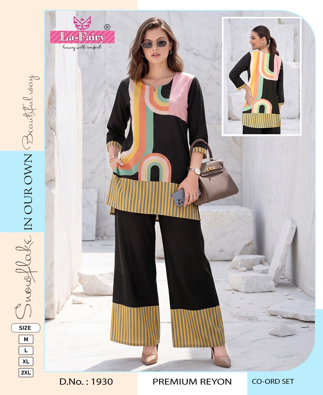 Design 1930 Rainbow La Fairy Reyon Co Ord Set Wholesaler Ahmedabad