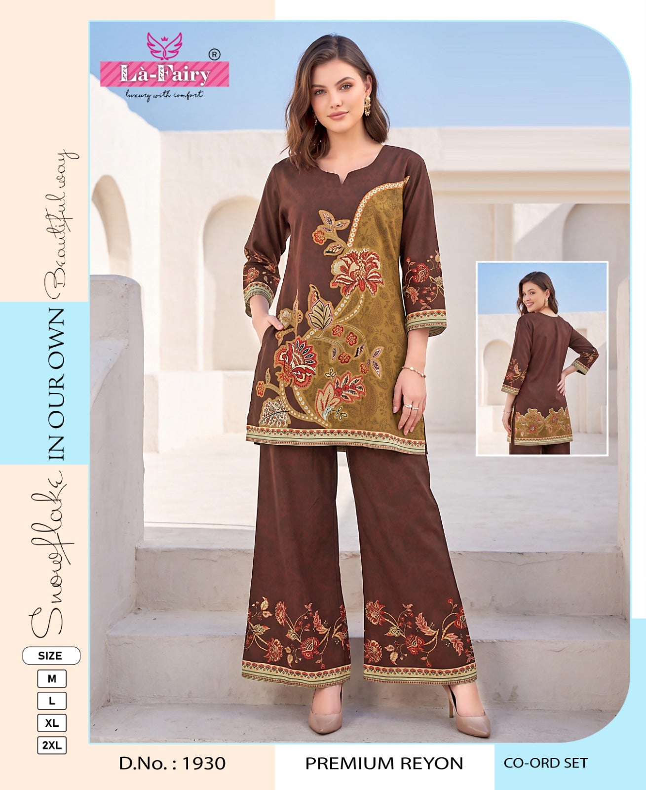 Design 1930 Rainbow La Fairy Reyon Co Ord Set Wholesaler Ahmedabad